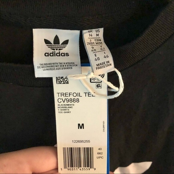 Adidas Originals Black Trefoil Tee NWT Size Medium - Picture 11 of 14